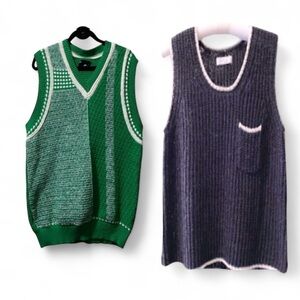 NWOT ASO Design M  💯 Cotton Contrast Knit Texture 
Oak + Frank S Knitting Vest